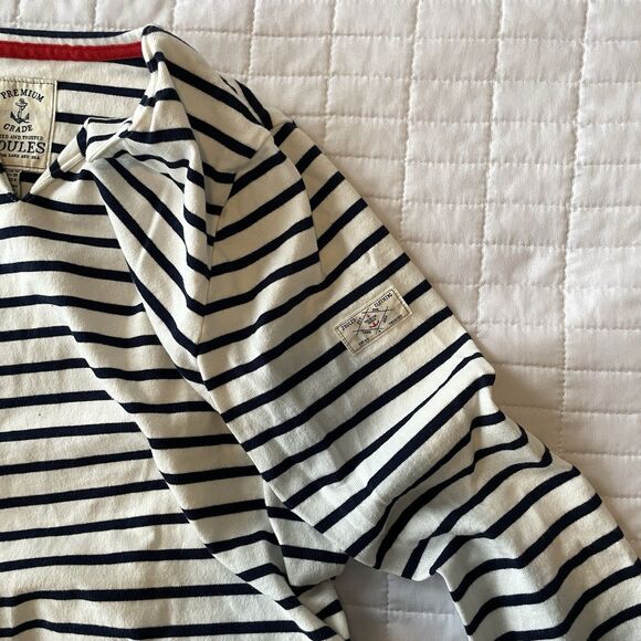 JOULES Harbour Notch Neck Blue & White Nautical Stripe Long Sleeve Top Size US 6 - Picture 3 of 9